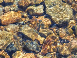 Preview wallpaper water, stones, transparent, glare, distortion