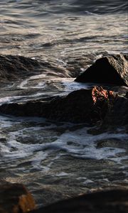 Preview wallpaper water, stones, waves, foam