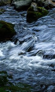 Preview wallpaper water, stream, stones, cascade, nature