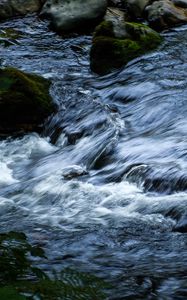 Preview wallpaper water, stream, stones, cascade, nature