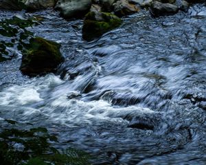 Preview wallpaper water, stream, stones, cascade, nature