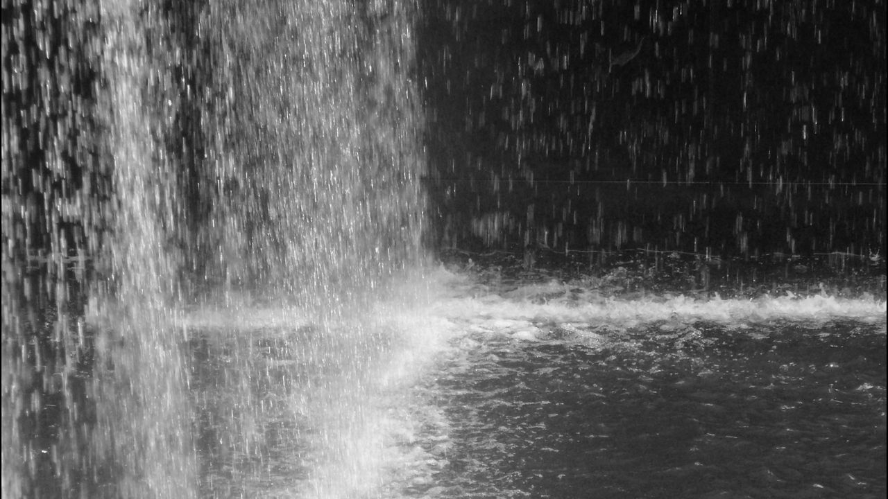 Wallpaper water, waterfall, drops, bw