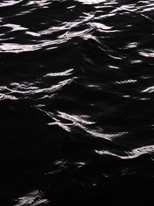 Preview wallpaper water, waves, black and white, black