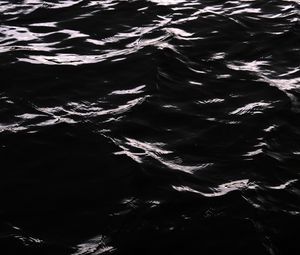 Preview wallpaper water, waves, black and white, black