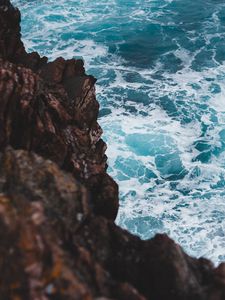 Preview wallpaper water, waves, rock, stone, sea, shore