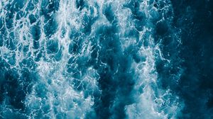 Preview wallpaper water, waves, sea, aerial view, blue