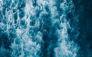 Preview wallpaper water, waves, sea, aerial view, blue