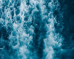 Preview wallpaper water, waves, sea, aerial view, blue