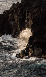 Preview wallpaper water, waves, spray, rocks, nature