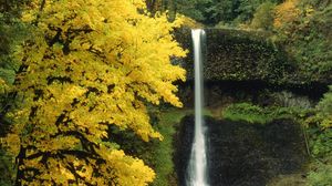 Preview wallpaper waterfall, autumn, river, flow