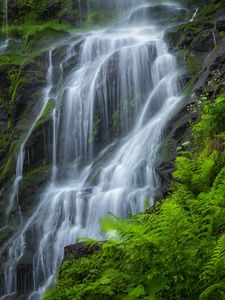 Preview wallpaper waterfall, beautiful, rocks, fern, moss