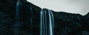 Preview wallpaper waterfall, body of water, water, rock, nature, landscape