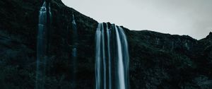 Preview wallpaper waterfall, body of water, water, rock, nature, landscape