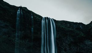 Preview wallpaper waterfall, body of water, water, rock, nature, landscape