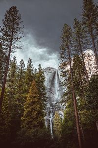 Preview wallpaper waterfall, bottom view, rocks, forest