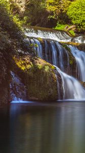 Preview wallpaper waterfall, branches, stream