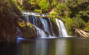 Preview wallpaper waterfall, branches, stream