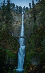 Preview wallpaper waterfall, bridge, landscape, nature