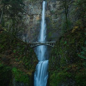 Preview wallpaper waterfall, bridge, landscape, nature