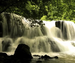 Preview wallpaper waterfall, cascade, landscape, nature, trees