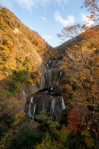 Preview wallpaper waterfall, cascade, mountains, trees