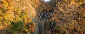 Preview wallpaper waterfall, cascade, mountains, trees
