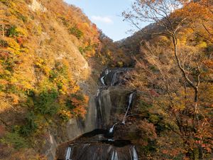 Preview wallpaper waterfall, cascade, mountains, trees