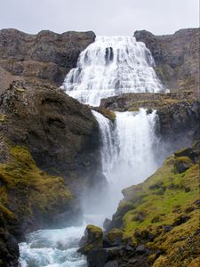Preview wallpaper waterfall, cascade, rocks, landscape