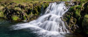 Preview wallpaper waterfall, cascade, stones, grass