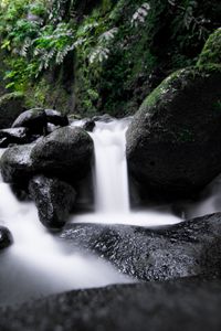Preview wallpaper waterfall, cascade, stones, long exposure