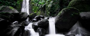 Preview wallpaper waterfall, cascade, stones, long exposure