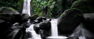Preview wallpaper waterfall, cascade, stones, long exposure