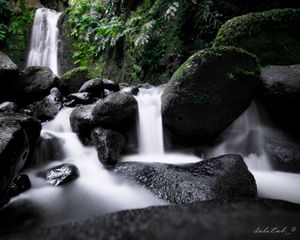 Preview wallpaper waterfall, cascade, stones, long exposure