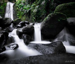 Preview wallpaper waterfall, cascade, stones, long exposure