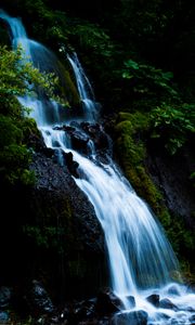 Preview wallpaper waterfall, cascade, stones, moss, nature