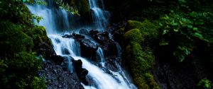 Preview wallpaper waterfall, cascade, stones, moss, nature