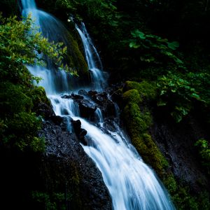 Preview wallpaper waterfall, cascade, stones, moss, nature