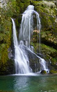 Preview wallpaper waterfall, cascade, stones, moss, landscape