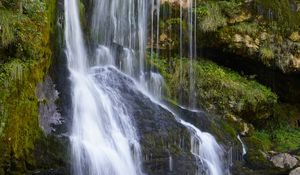 Preview wallpaper waterfall, cascade, stones, moss, landscape