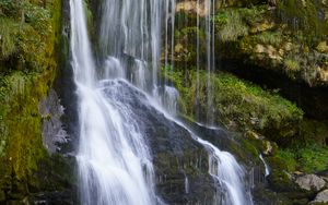 Preview wallpaper waterfall, cascade, stones, moss, landscape