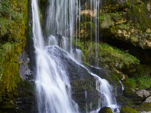Preview wallpaper waterfall, cascade, stones, moss, landscape