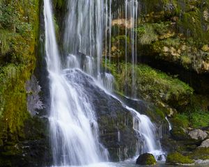 Preview wallpaper waterfall, cascade, stones, moss, landscape