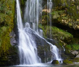 Preview wallpaper waterfall, cascade, stones, moss, landscape