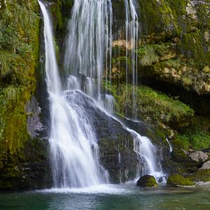 Preview wallpaper waterfall, cascade, stones, moss, landscape