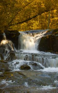 Preview wallpaper waterfall, cascade, stones, trees, autumn