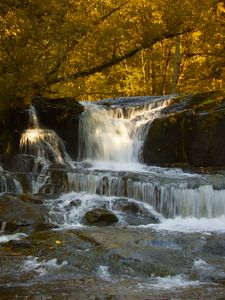 Preview wallpaper waterfall, cascade, stones, trees, autumn