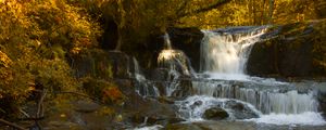 Preview wallpaper waterfall, cascade, stones, trees, autumn