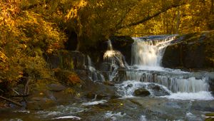Preview wallpaper waterfall, cascade, stones, trees, autumn