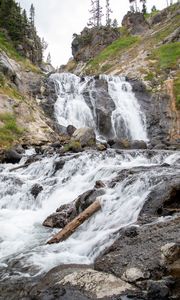 Preview wallpaper waterfall, cascade, stones, rocks, nature
