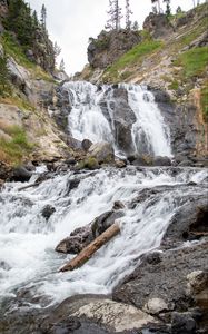 Preview wallpaper waterfall, cascade, stones, rocks, nature